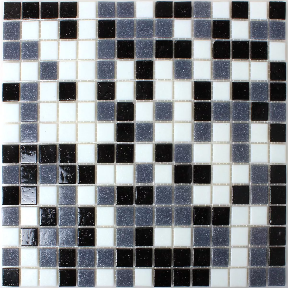 Échantillon Mosaïque Verre Blanc Gris Noir Mix