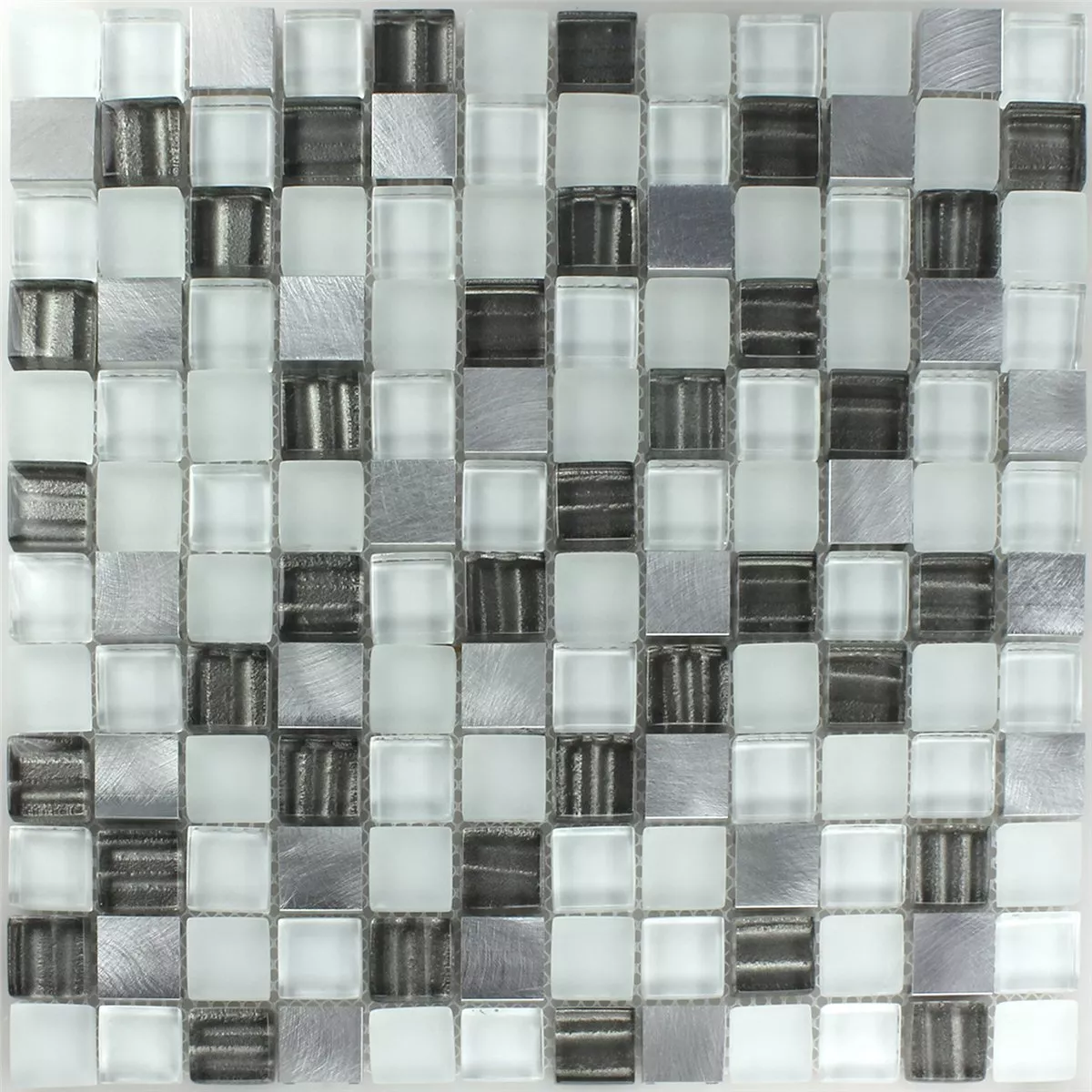 Échantillon Aluminium Verre Mosaïque Argent Gris