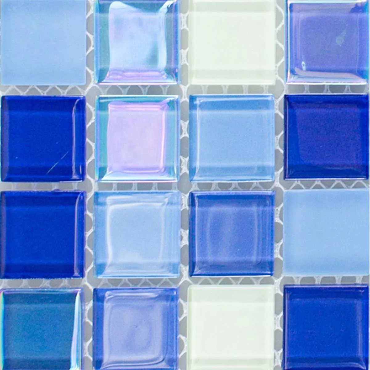 Sample Glasmozaïek Tegels Karlsruhe Blauw Wit