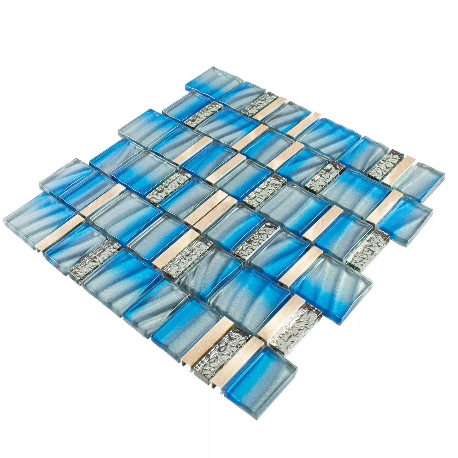 Sample Glas Metaal Mozaïektegel Union Blauw Koperen