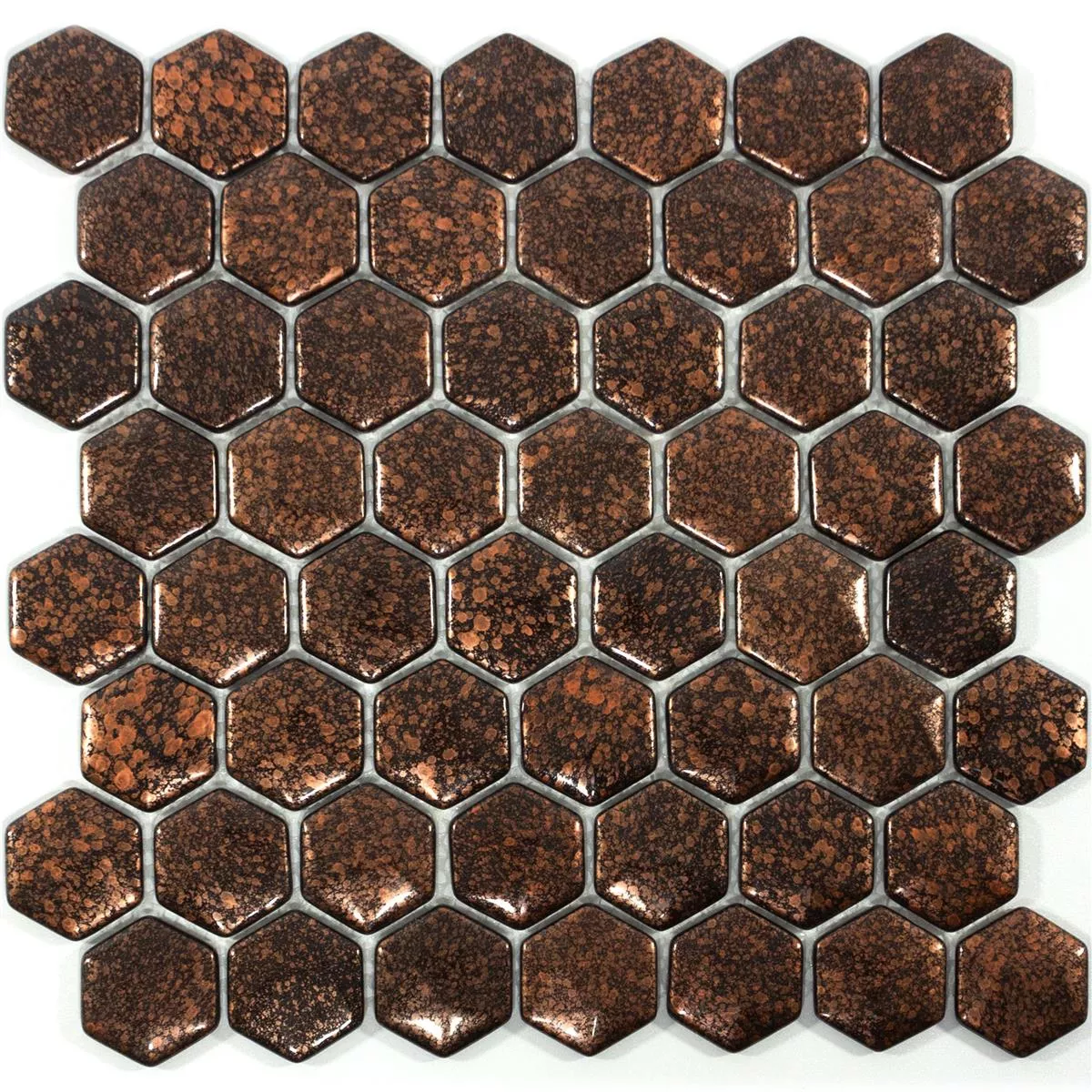 Sample Glasmozaïek Tegels Leopard Hexagon 3D Bronzen