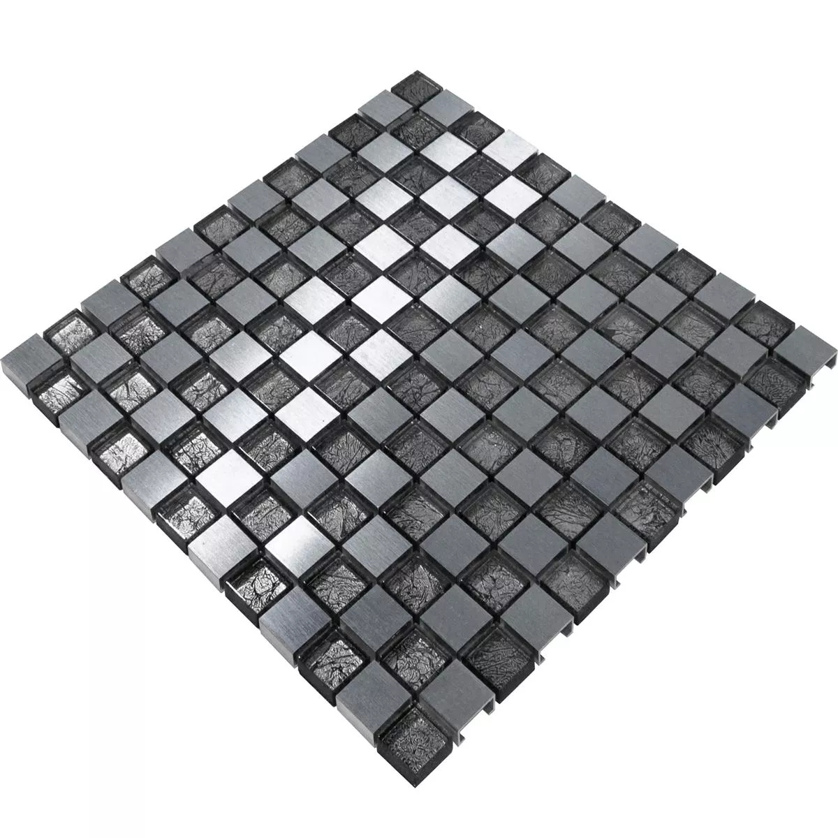 Échantillon Verre Aluminium Mosaïque Carrelage Eldorien Argent-Gris