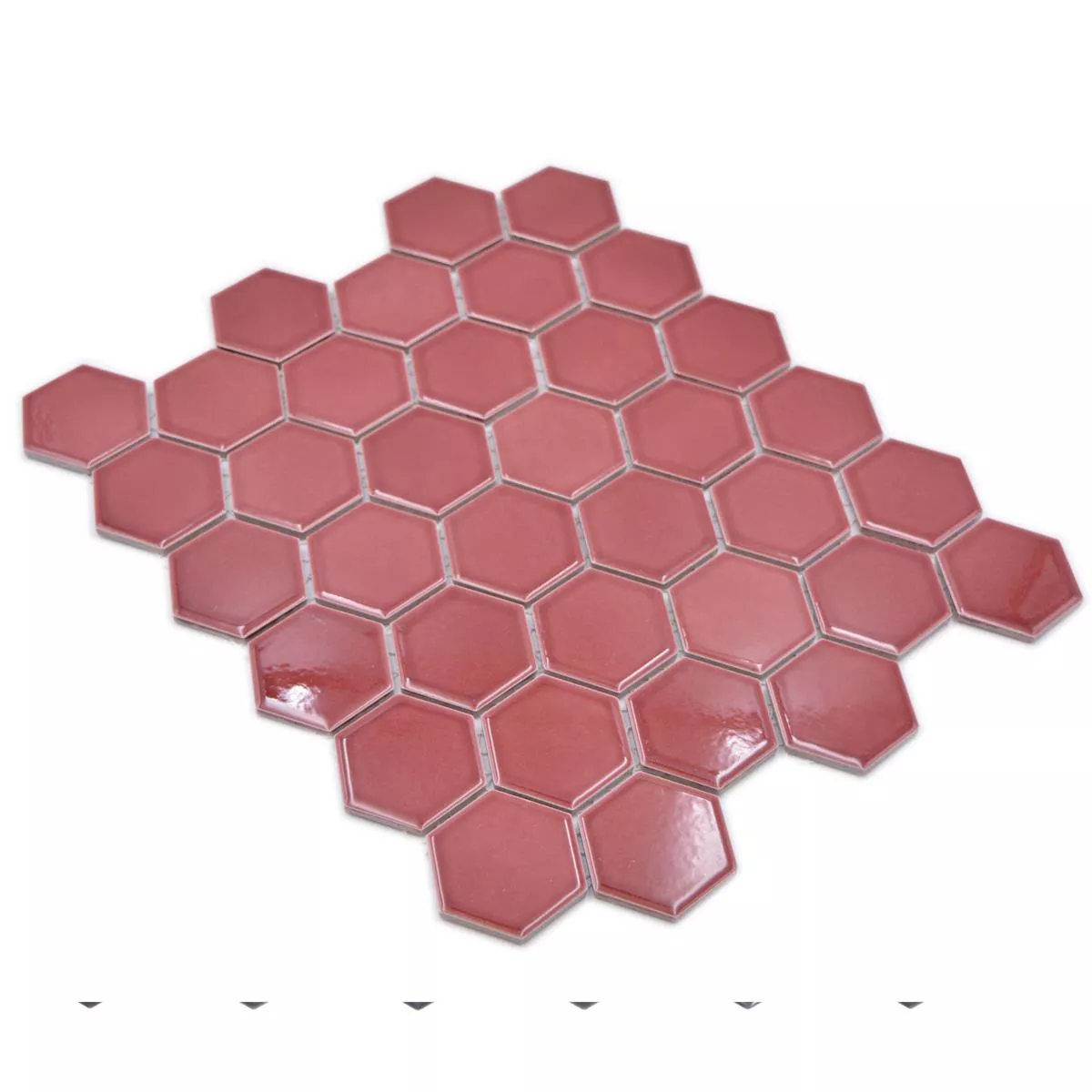 Échantillon de Céramique Mosaïque Salomon Hexagone Bordeaux Rouge H51