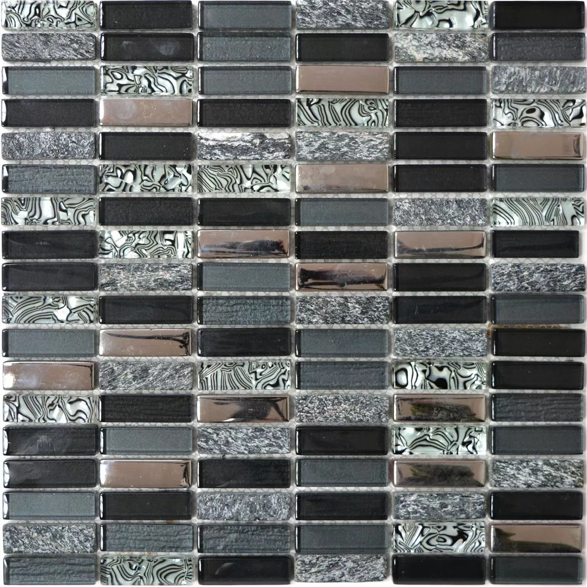 Glas Natuursteen Mozaïektegels Magia Zwart Brick