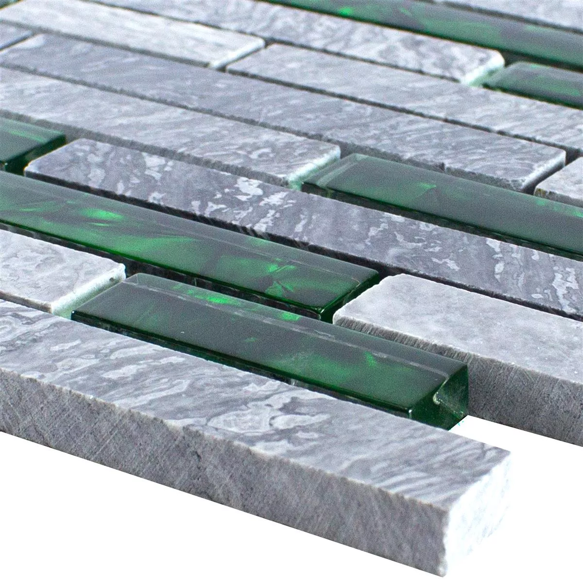 Mosaïque Verre Pierre naturelle Carrelage Sinop Gris Vert Brick