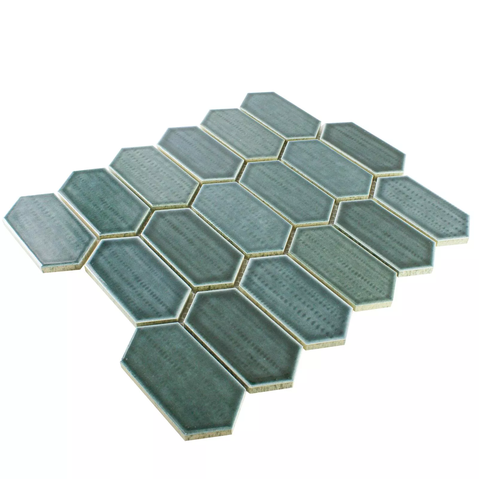 Échantillon Céramique Mosaïque Carrelage McCook Hexagone Long Bleu Gris