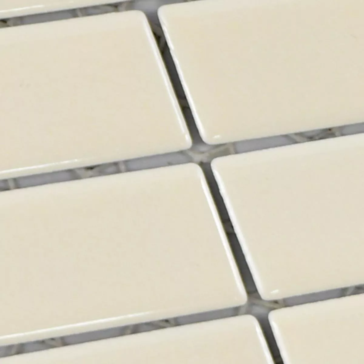 Échantillon Céramique Mosaïque Carrelage Adrian Beige Brillant Rectangle