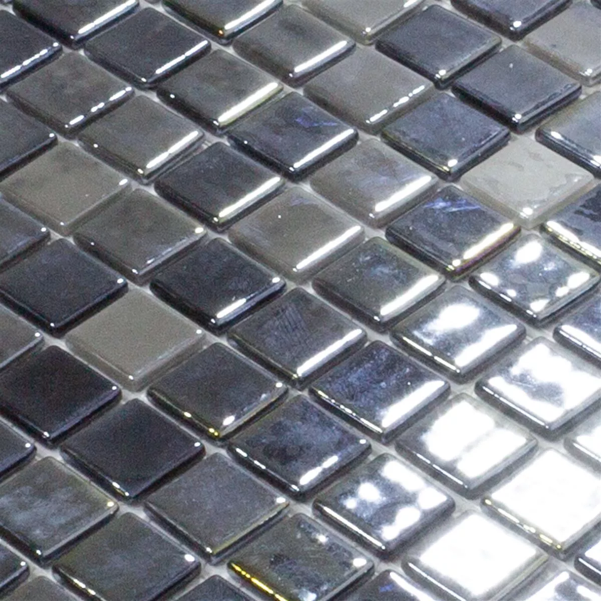 Mosaïque En Verre Carrelage Silvertown Anthracite Metallic 25x25mm