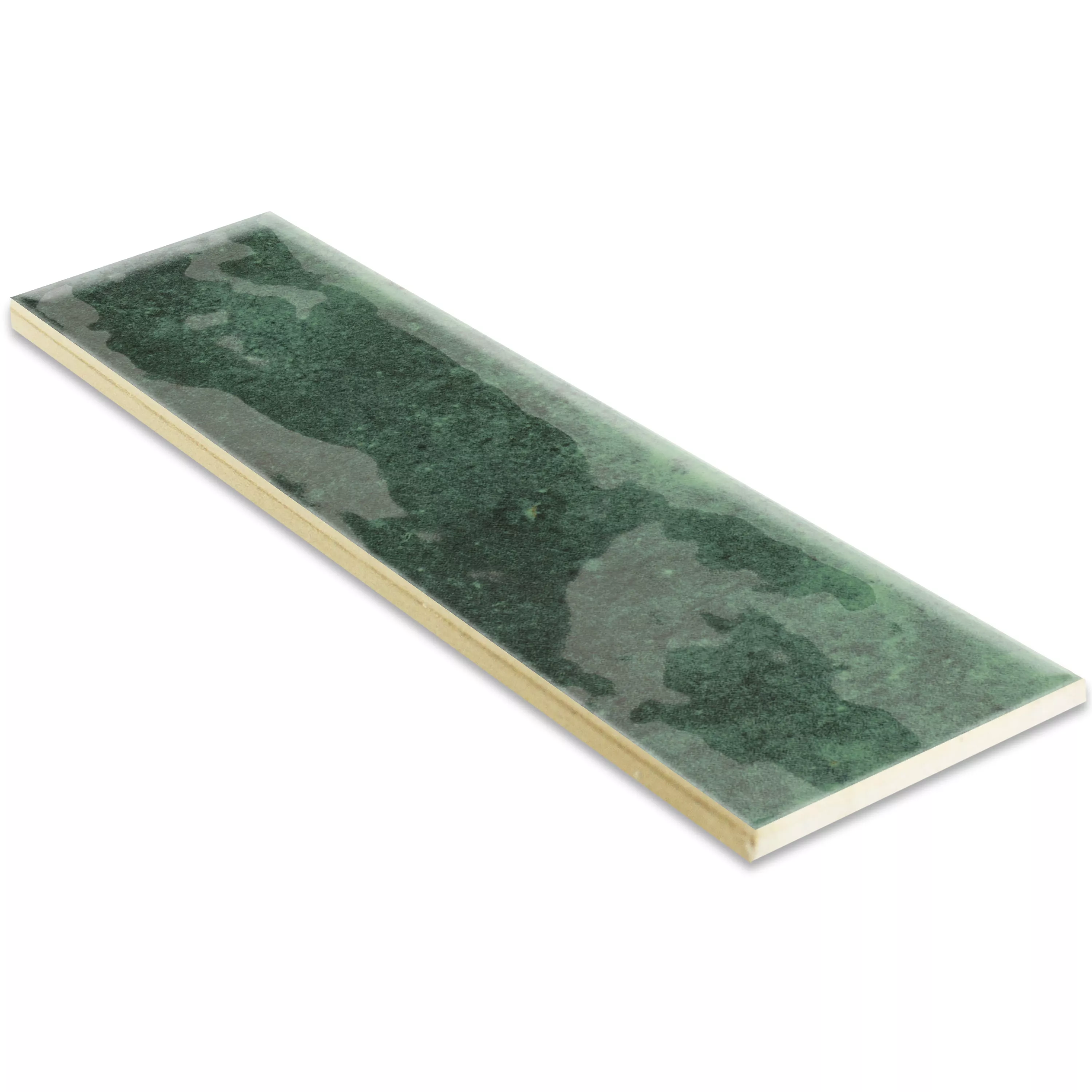 Échantillon Carrelage Mural Arosa Brillant Ondulé Vert Émeraude 6x25cm