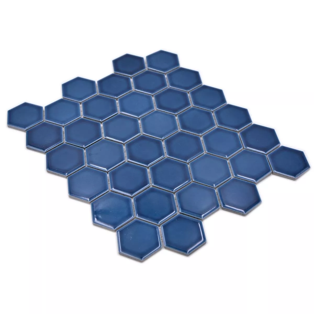 Sample van Keramiek Mozaïek Salomon Hexagon Blauw Groen H51