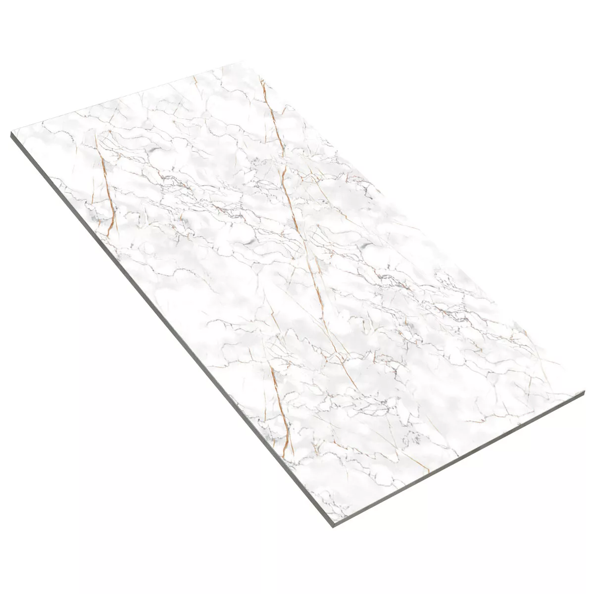 Carrelage Sol Et Mur Latium Marbre Optique Poli Brillant Brillant Blanc 60x120cm