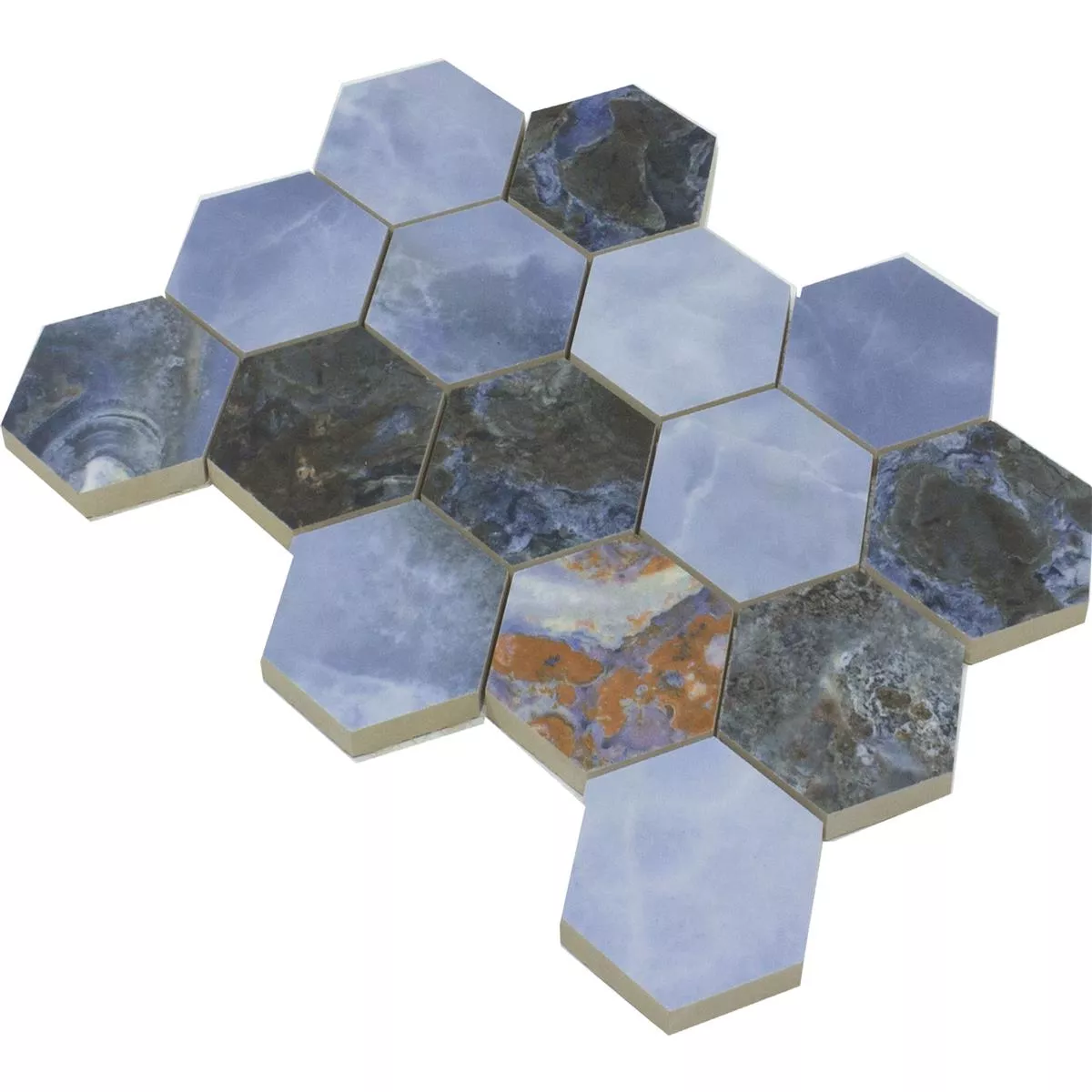 Keramiek Mozaïek Tegels Naftalin Hexagon Blauw Zwart