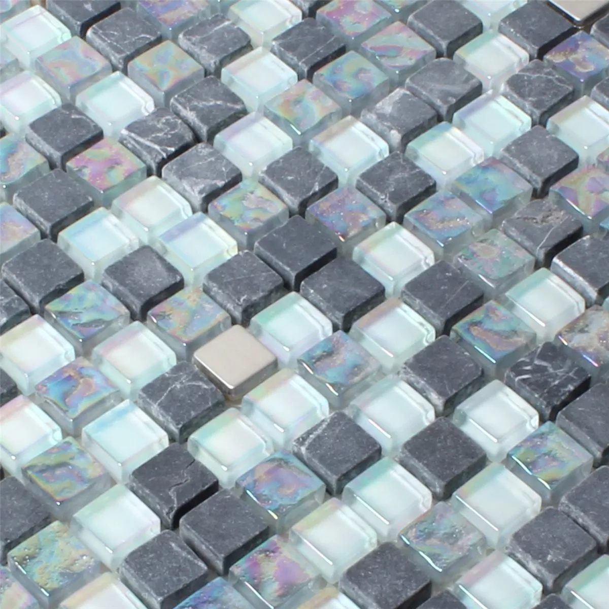 Échantillon Mosaïque Verre Marbré Nacre Effet Gris Mix