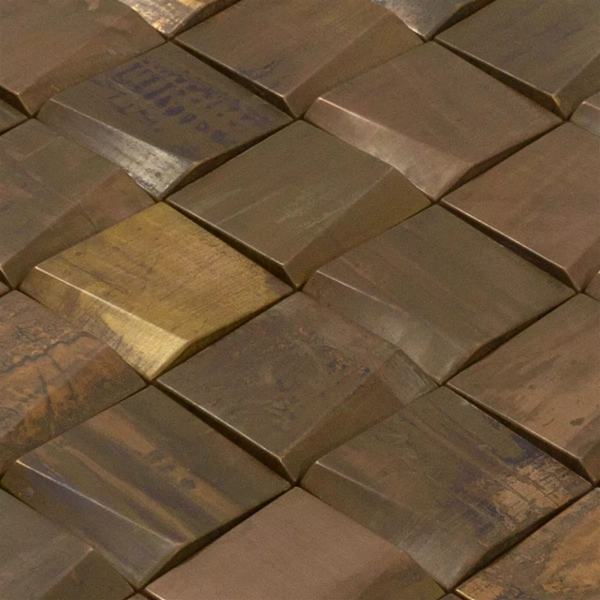 Metaal Koperen Mozaïektegel Copperfield 3D 48x48mm