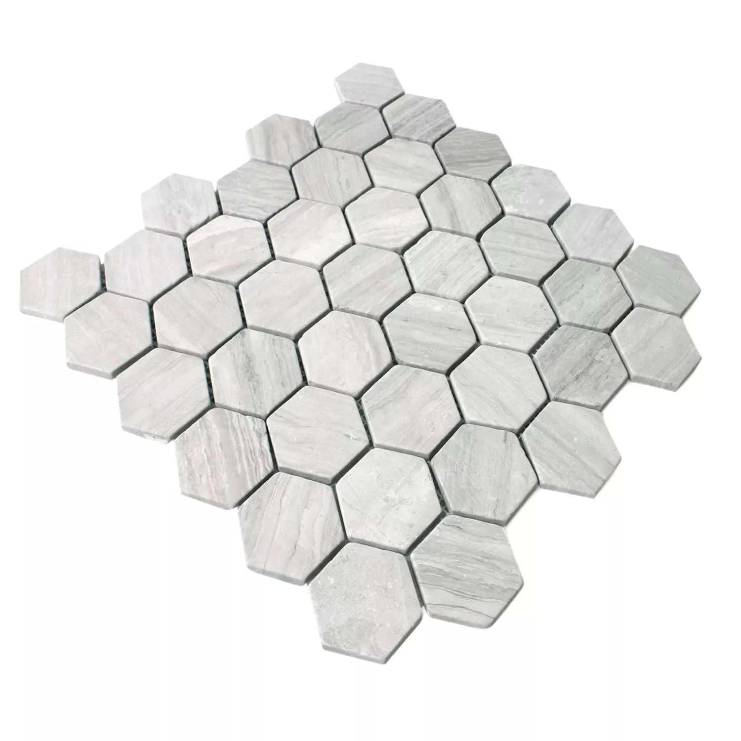 Sample Mozaïektegels Marmer Tarsus Hexagon Grijs