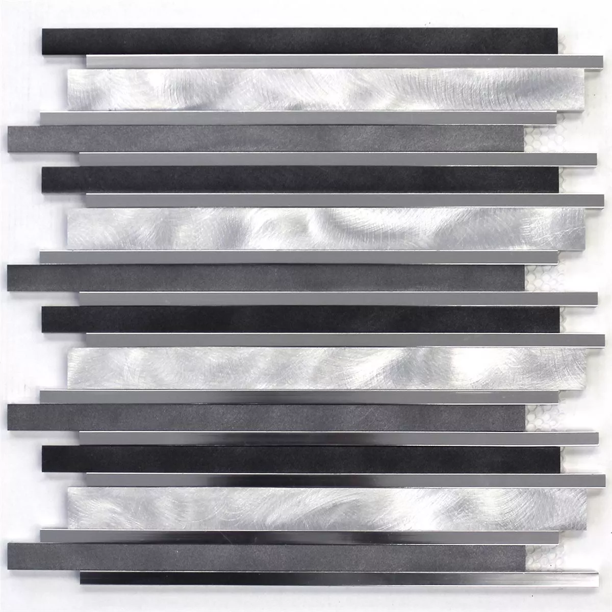 Mozaïektegel Aluminium Lang Zwart Mix