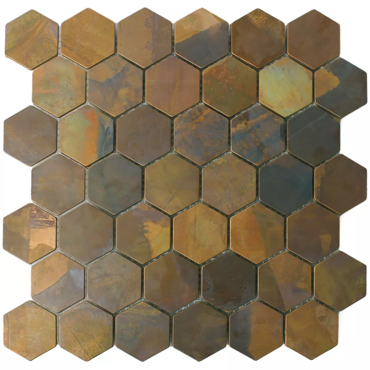 Sample Mozaïektegels Koperen Merkur Hexagon Bruin 