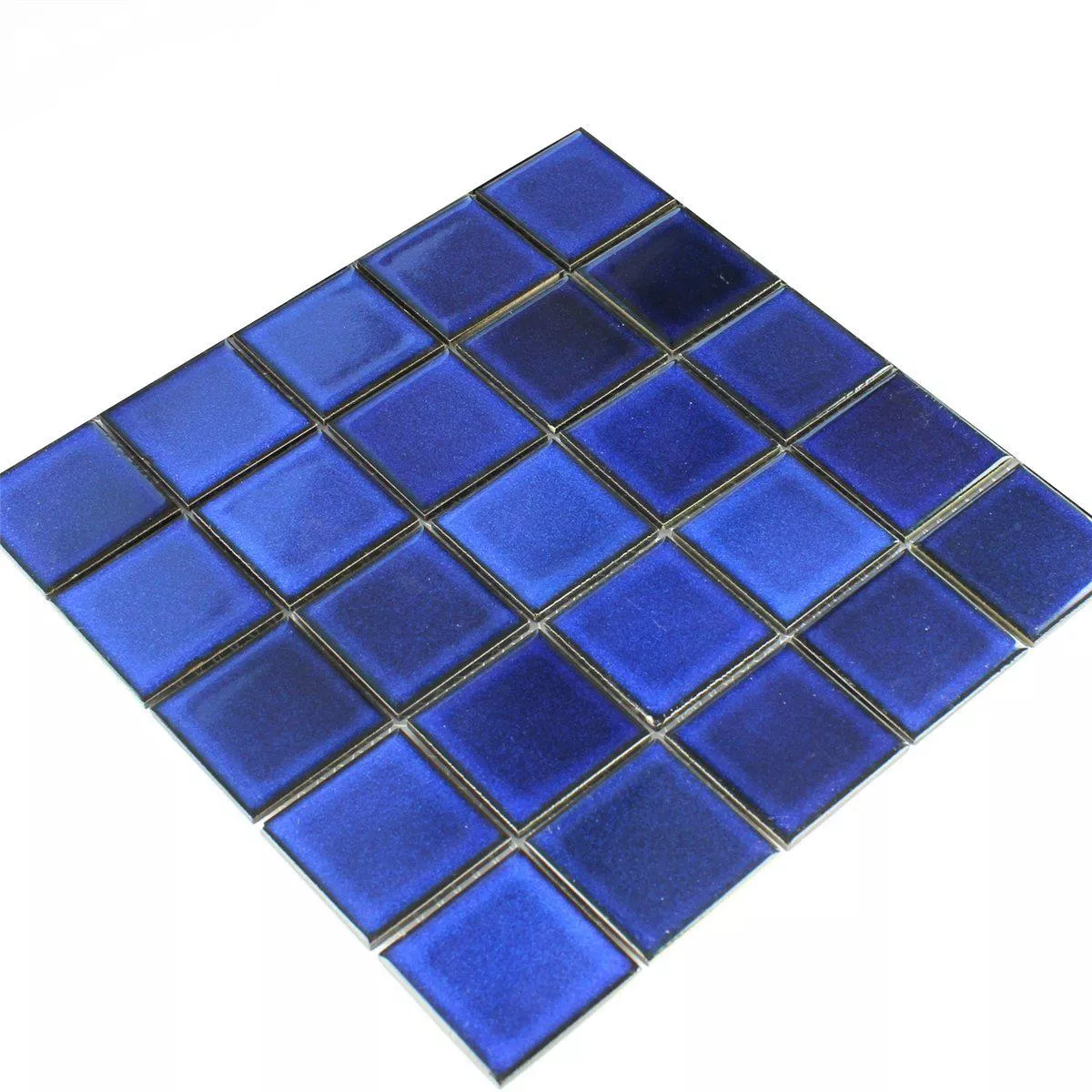 Échantillon Mosaïque Céramique Miroir Bleu Uni