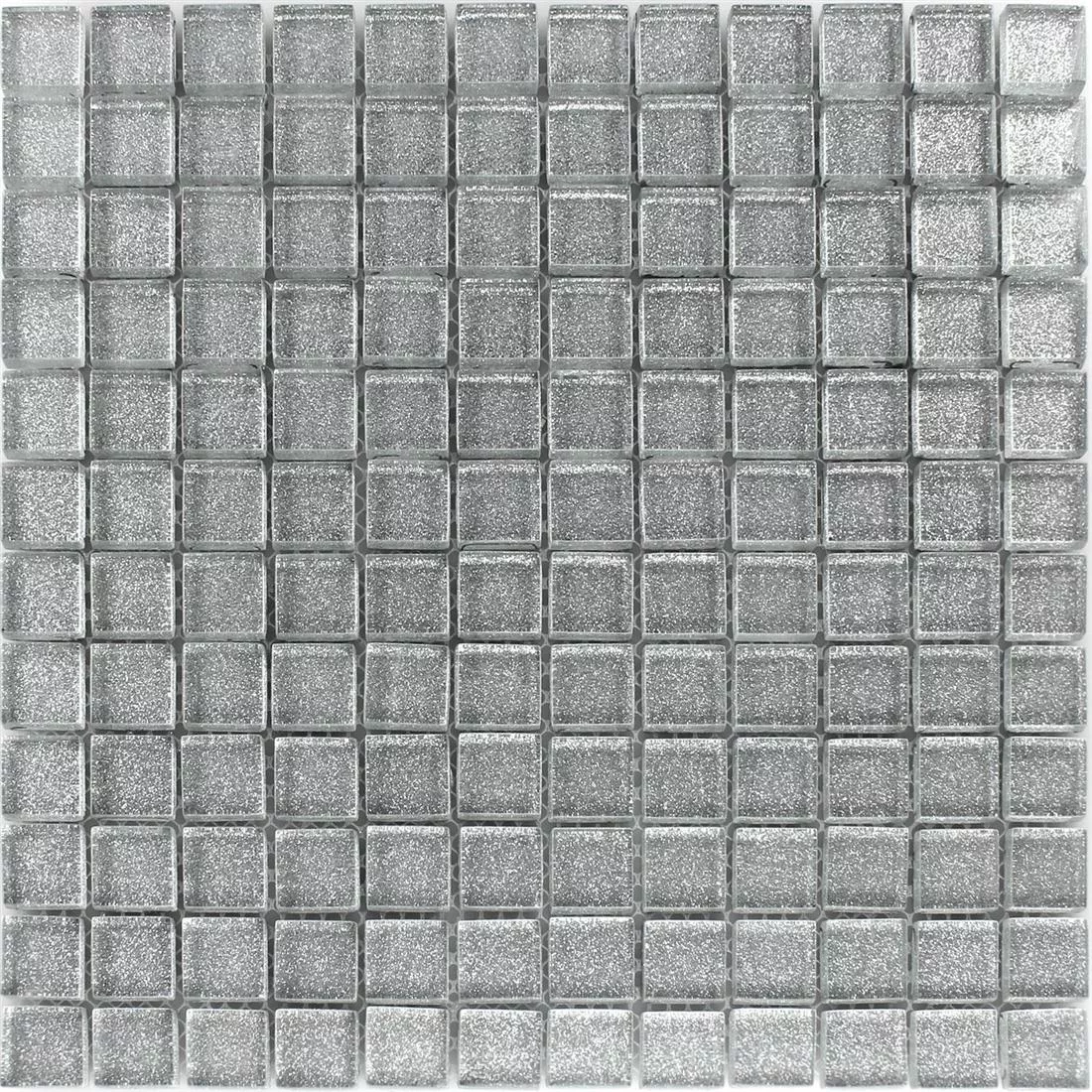 Échantillon Mosaïque Verre Argent Luire 