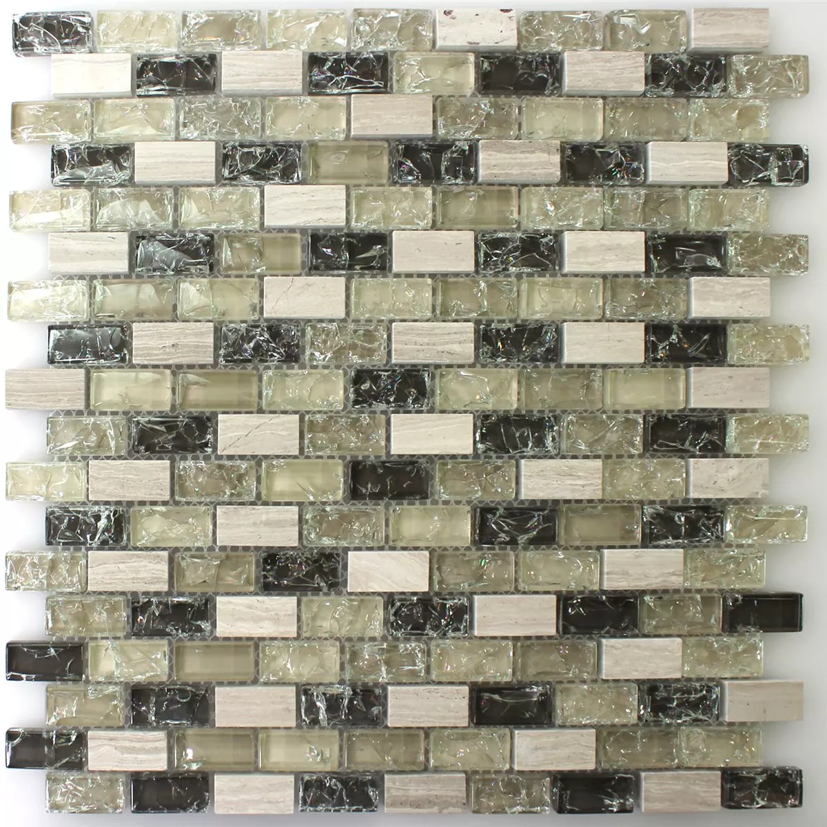 Mosaïque Verre Pierre Naturelle Bricks Cassé Vert Gris