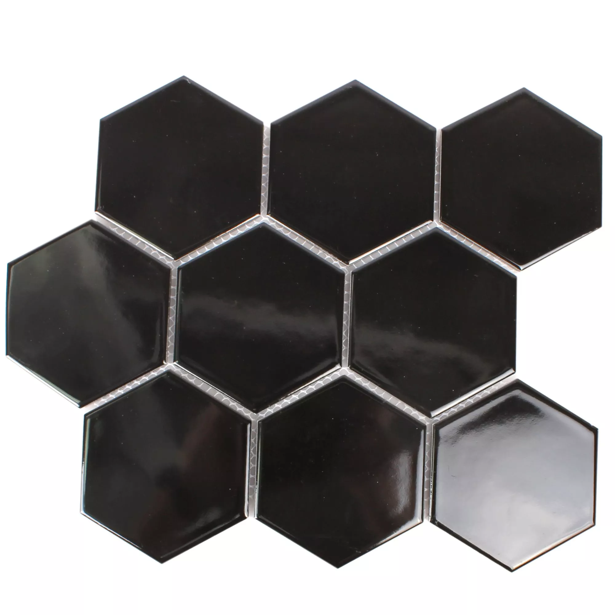 Keramiek Mozaïektegels Hexagon Salamanca Zwart Glanzend H95