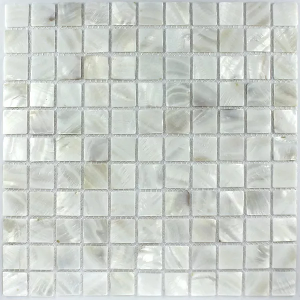 Mozaïektegel Glas Paarlemoer Effect 25x25x2mm Wit