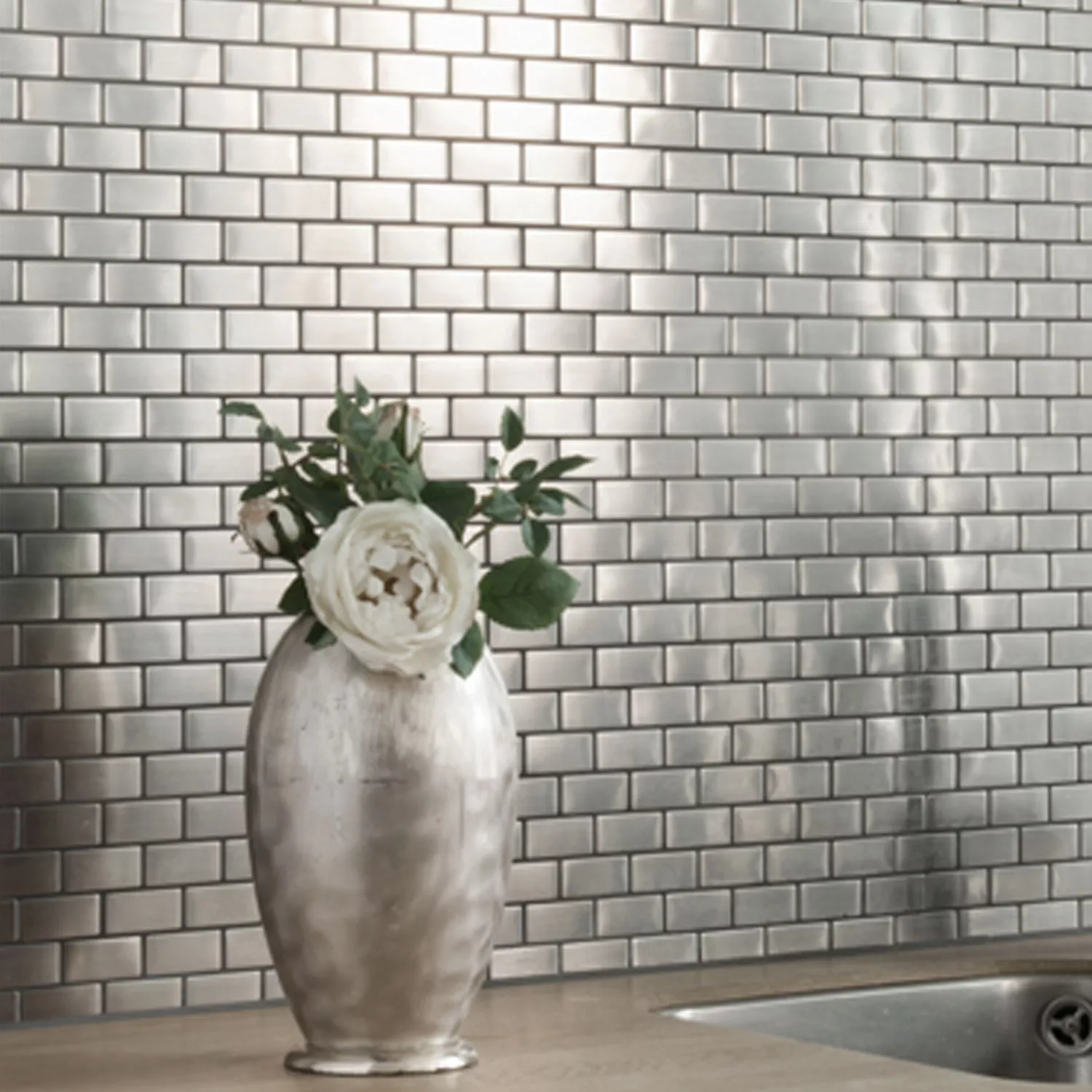 Mosaïque Acier Inoxydable Argent