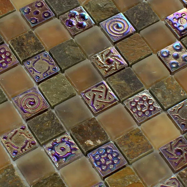 Mozaïektegel Glas Kalksteen Marmer Phoenix Bruin