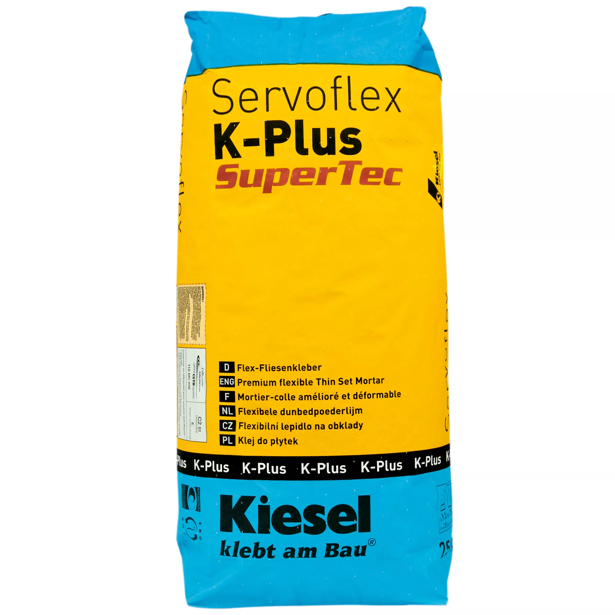 Colle à carrelage Kiesel Servoflex K-Plus - carreaux et dalles en céramique, mortier pour carrelage en grès fin (20KG)