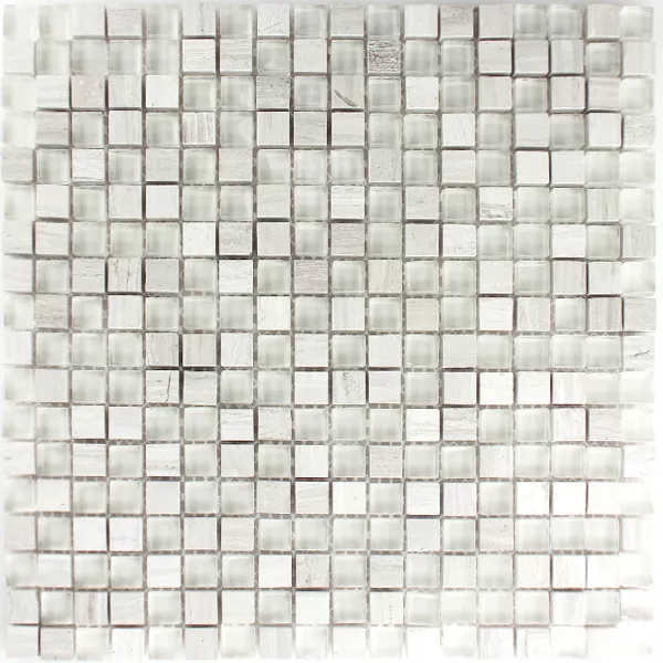 Mosaïque Verre Marbré Gris Mix 15x15x8mm