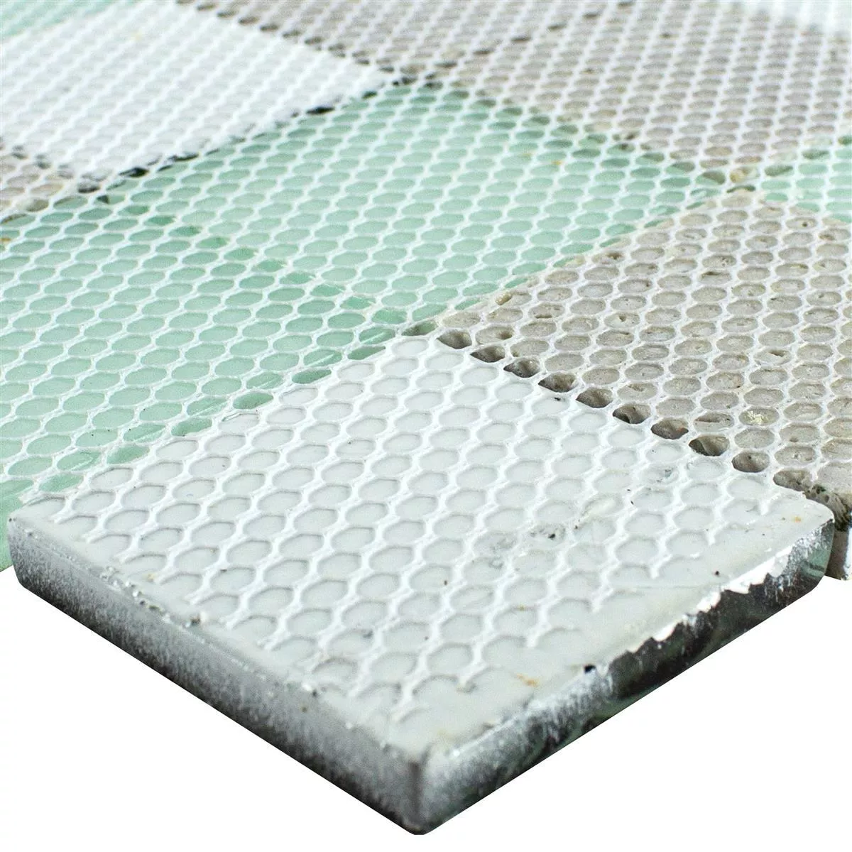 Échantillon Mosaïque En Verre Carrelage Imitation Bois Norwalk Gris Brun Vert Q48