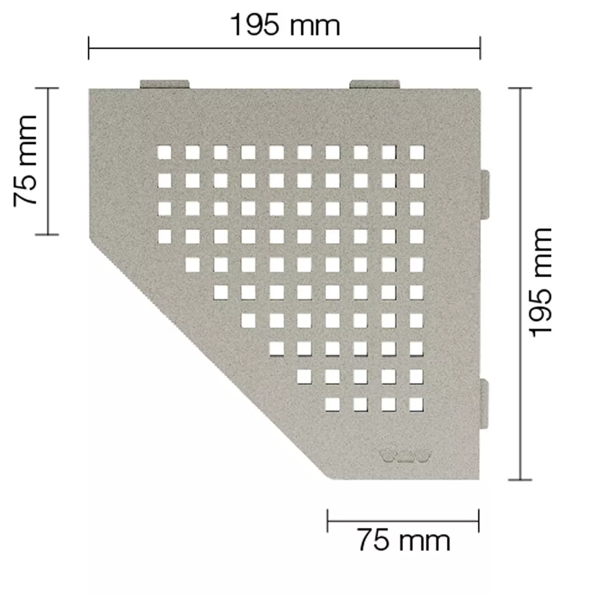 Wandplank doucheplank Schlüter 5eck 19,5x19,5cm vierkant grijs