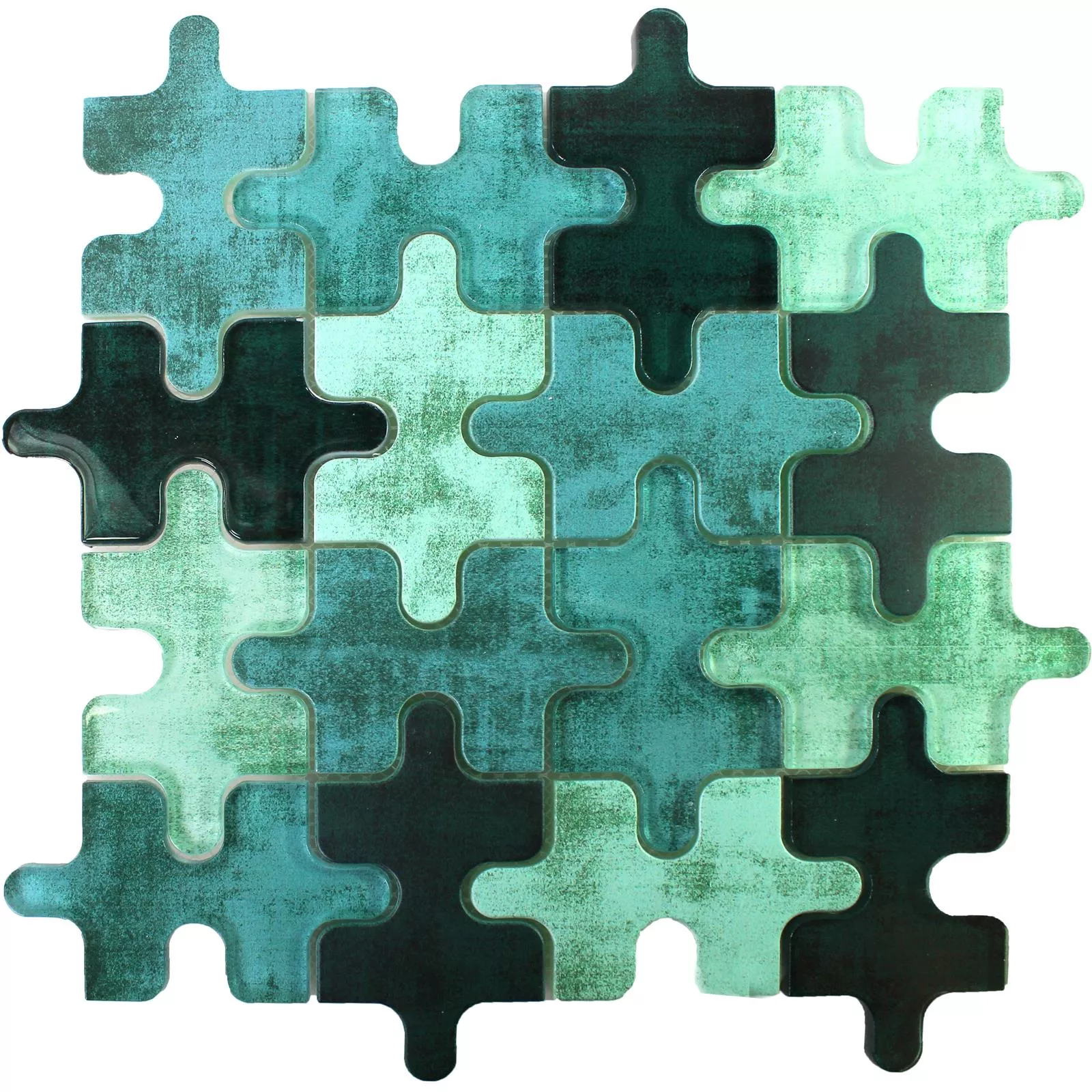 Échantillon Mosaïque En Verre Carrelage Puzzle Vert