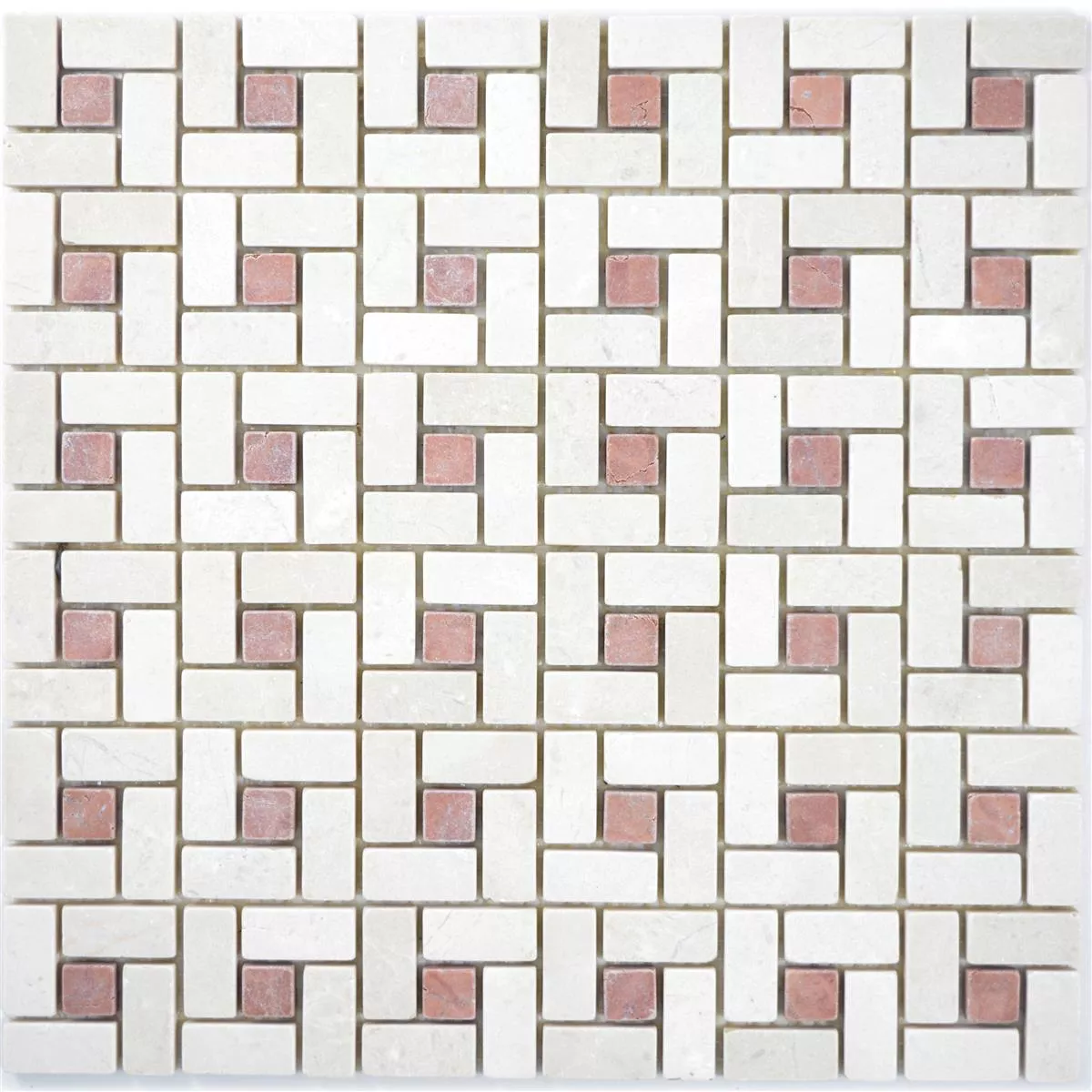 Échantillon Pierre Naturelle Marbre Mosaïque Carrelage Robin Beige Rosso