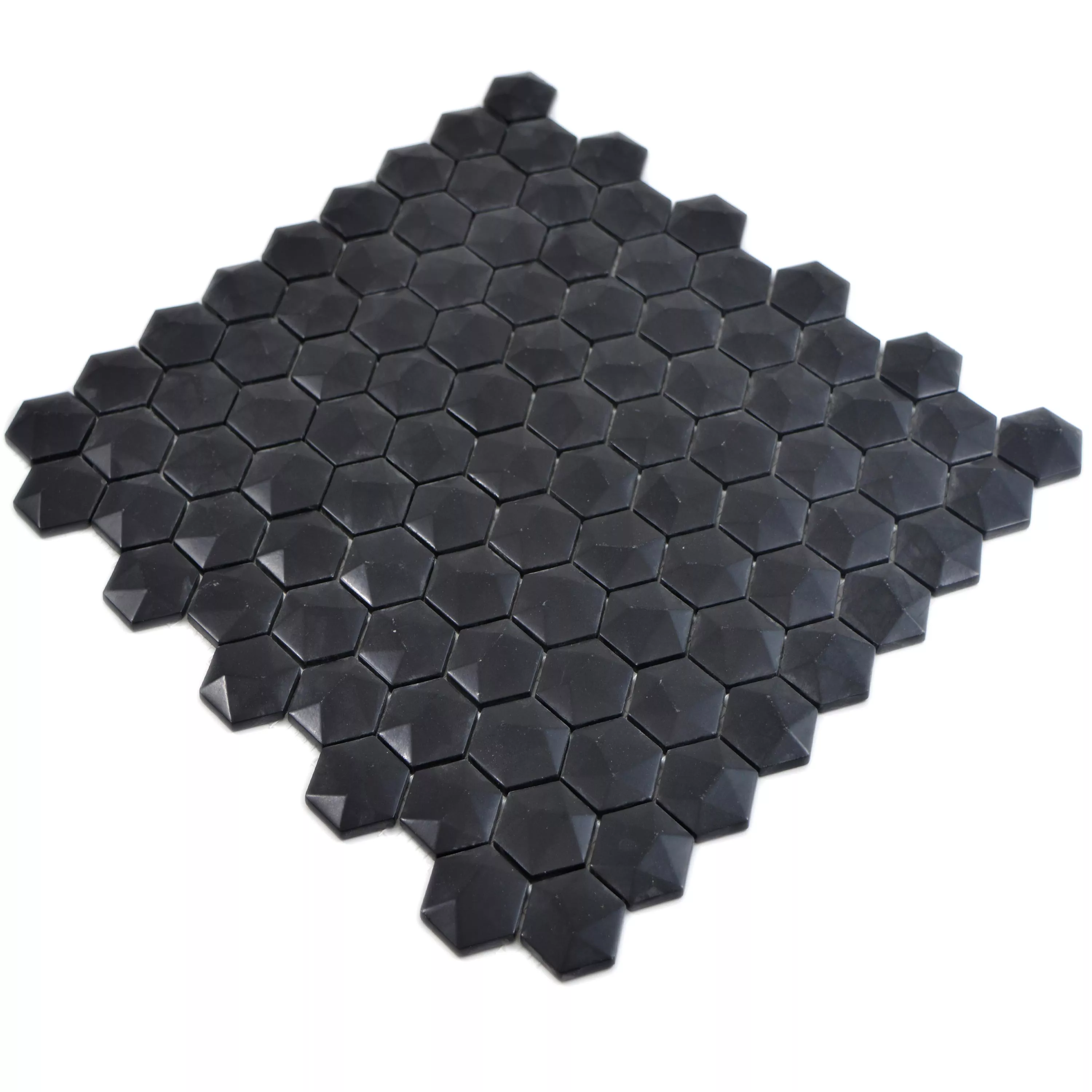 Échantillon Mosaïque En Verre Carrelage Benevento Hexagone 3D Noir