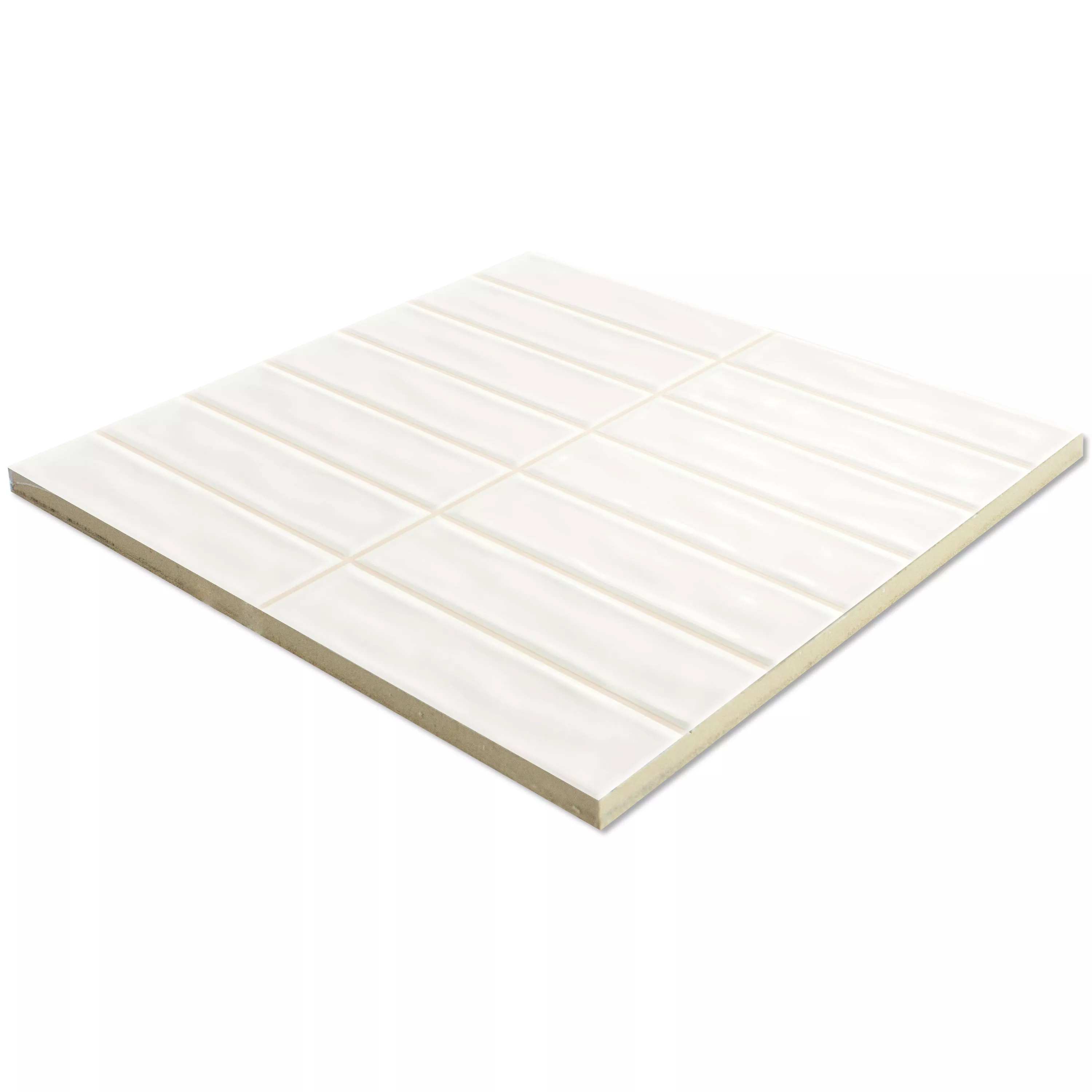 Wandtegels Verbania Brick Glanzend Gegolfd Wit 20x20cm