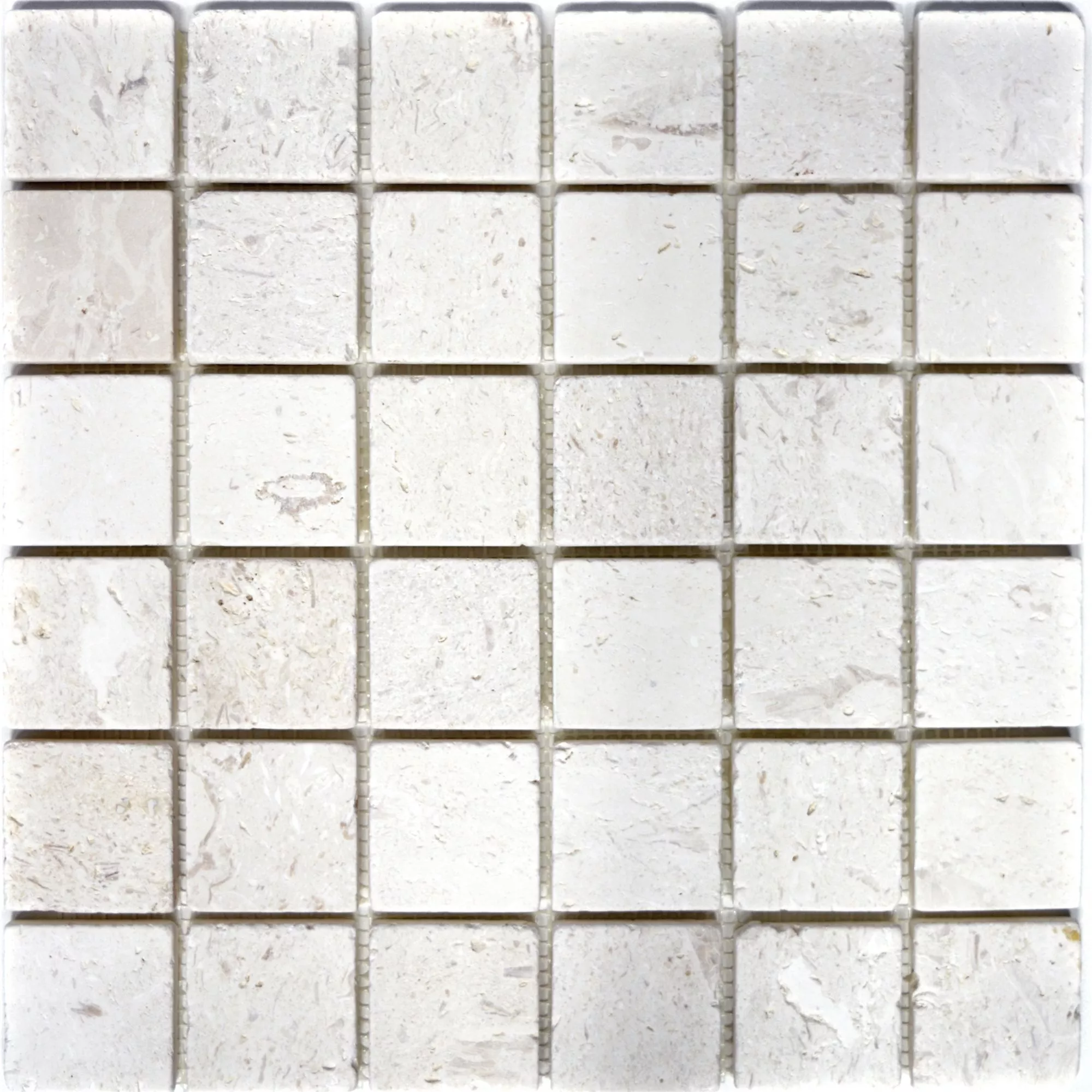 Mozaïektegels Kalksteen Allerona Wit 48