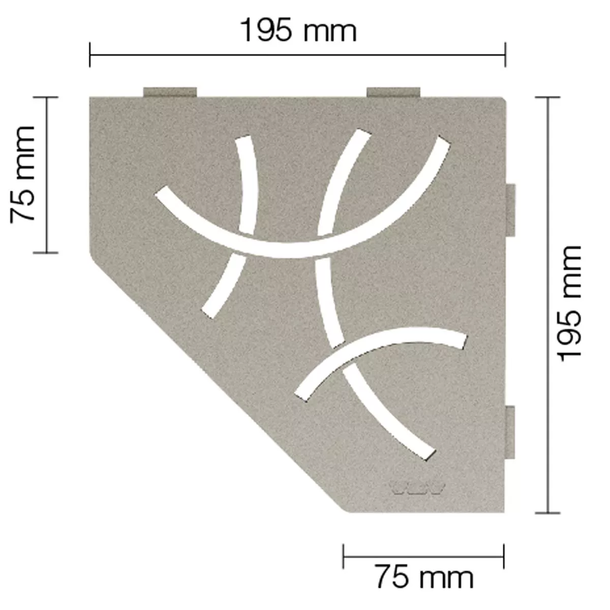 Wandplank doucheplank Schlüter 5-hoek 19,5x19,5cm Curve