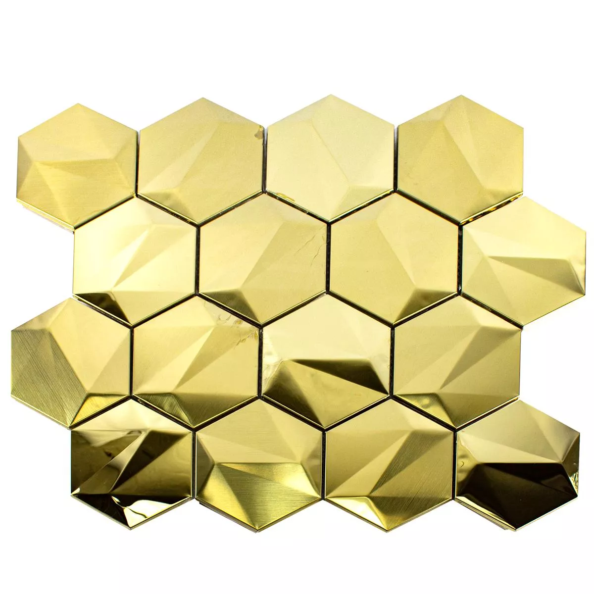 Roestvrij Staal Mozaïektegel Durango Hexagon 3D Goud