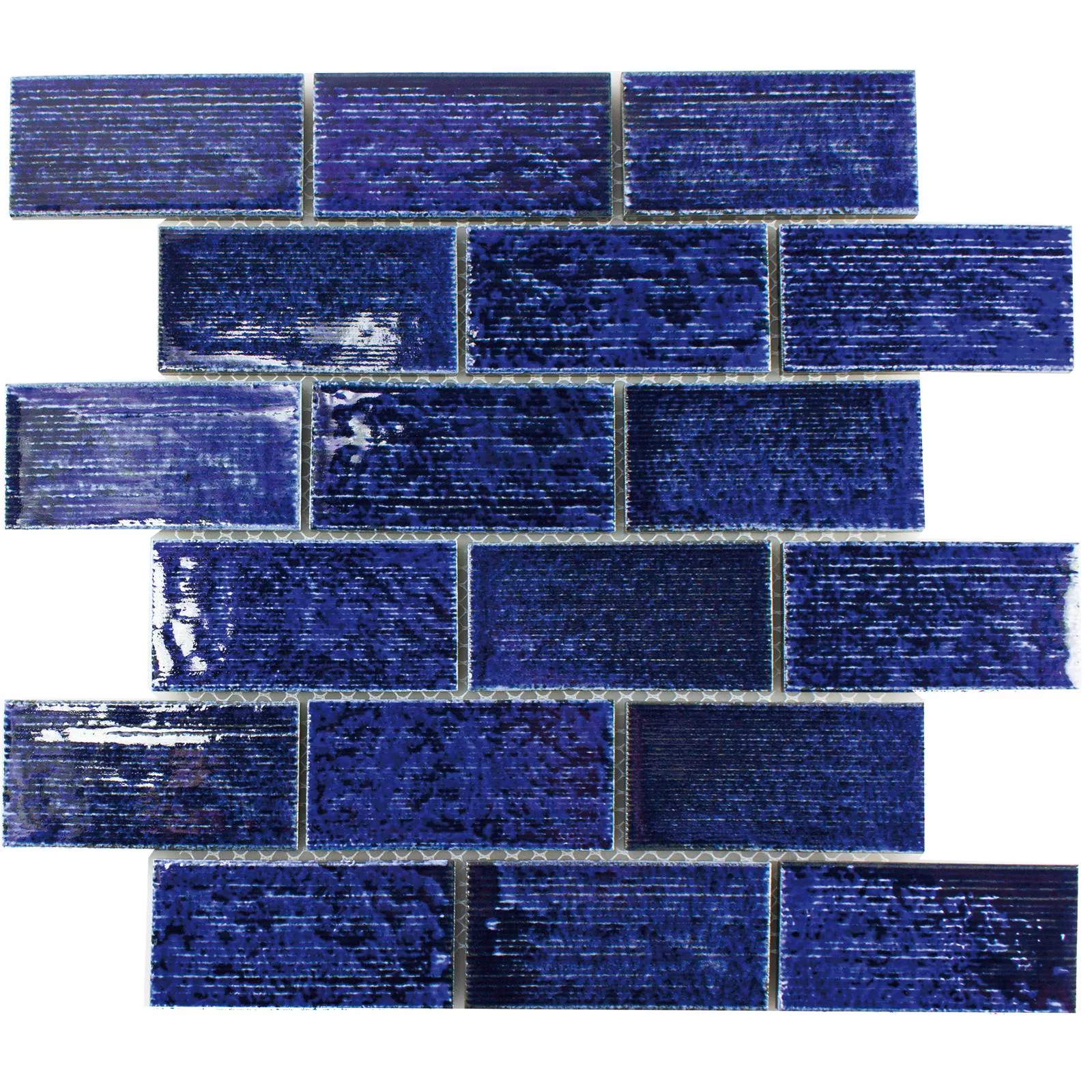 Échantillon Céramique Mosaïque Carrelage Bangor Brillant Bleu Rectangle