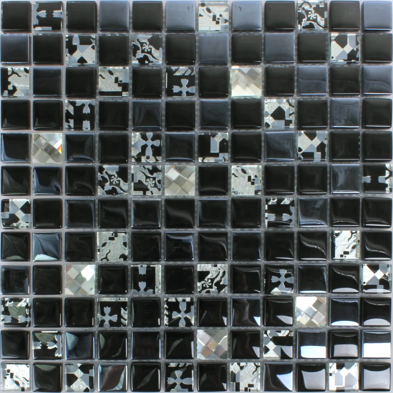 Sample Glasmozaïek Tegels Kunia Zwart Zilver