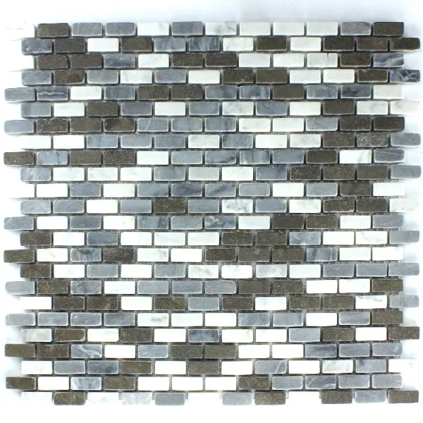 Mosaïque Pierre Naturelle Brick Azul Bardiglio Carrara