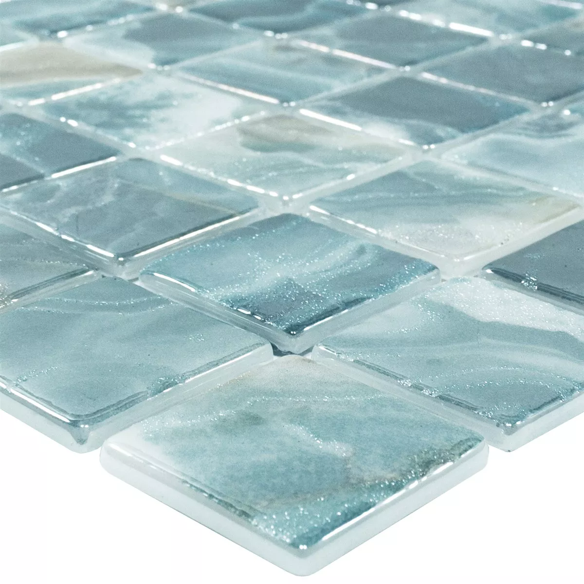 Glas Pool Mosaikfliesen Carolina Hellblau