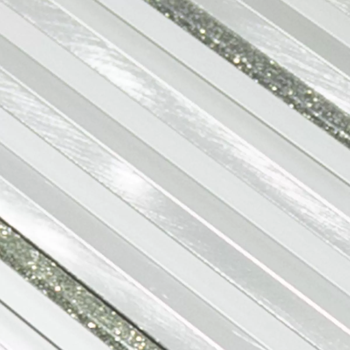 Sample van Aluminium Metaal Mozaïektegel Bilbao Stripes Zilver
