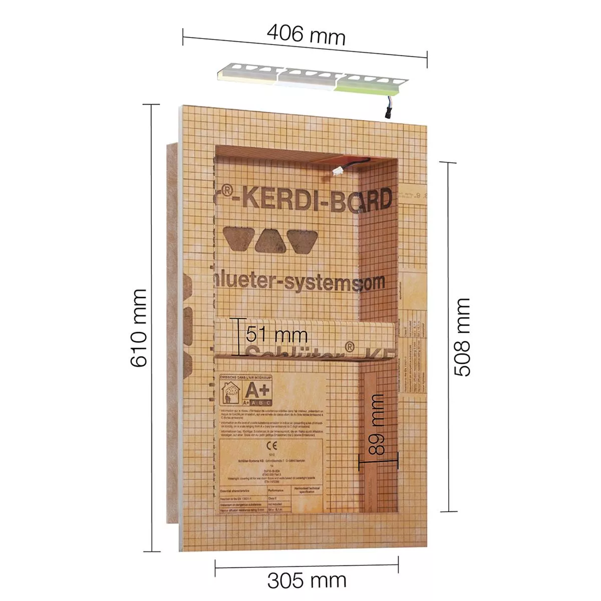 Schlüter Kerdi Board NLT nisset LED-verlichting RGB 30,5x50,8x0,89 cm