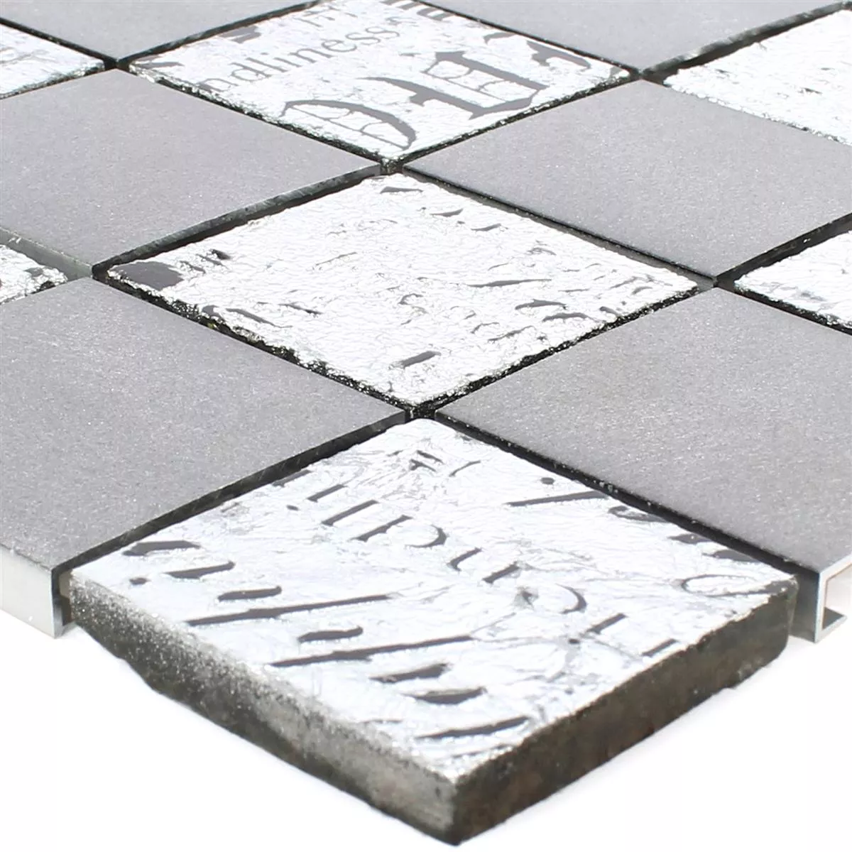 Sample Mozaïektegel Metaal Natuursteen Parole Zwart Zilver