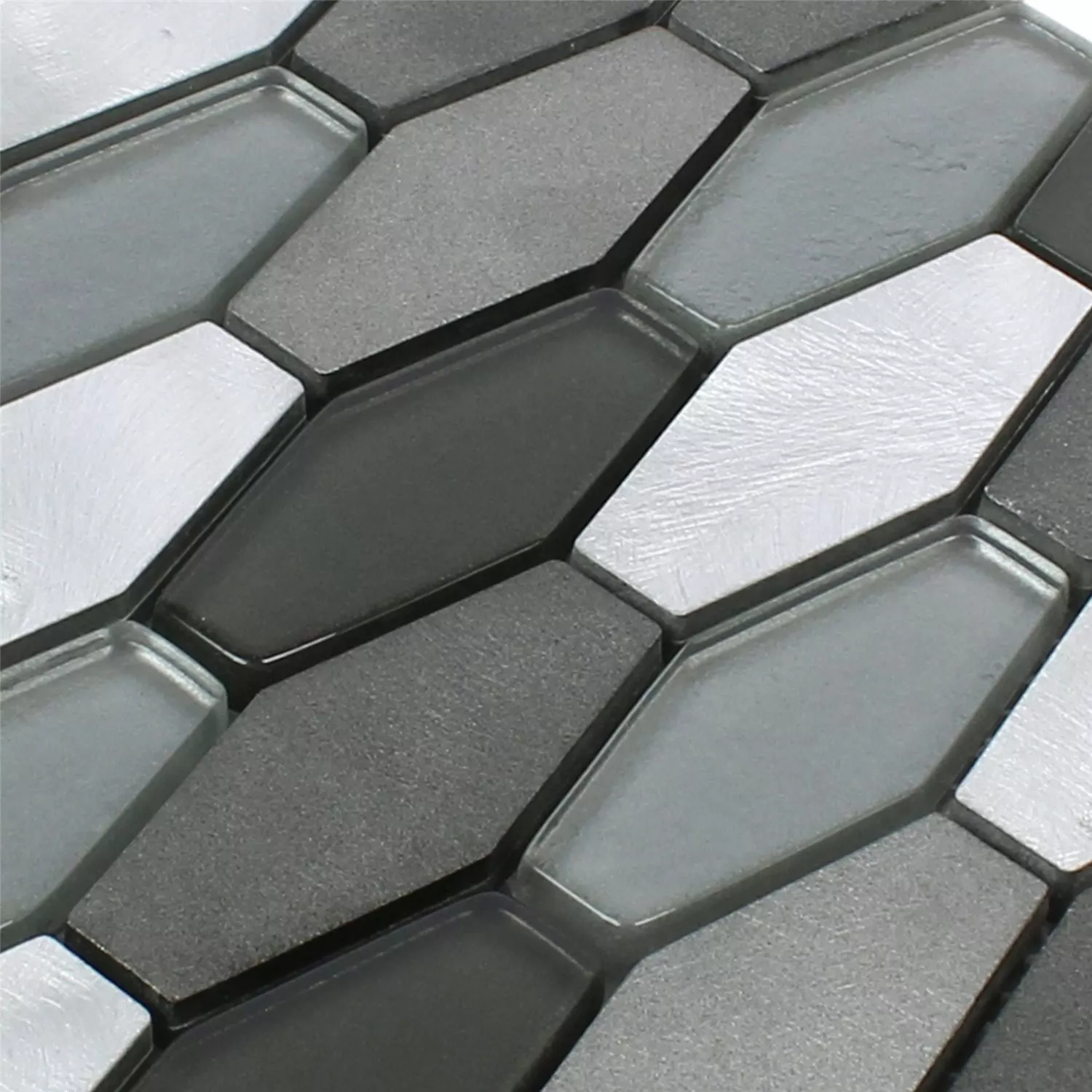 Mosaïque Carrelage Hexagone Lupo Noir Argent