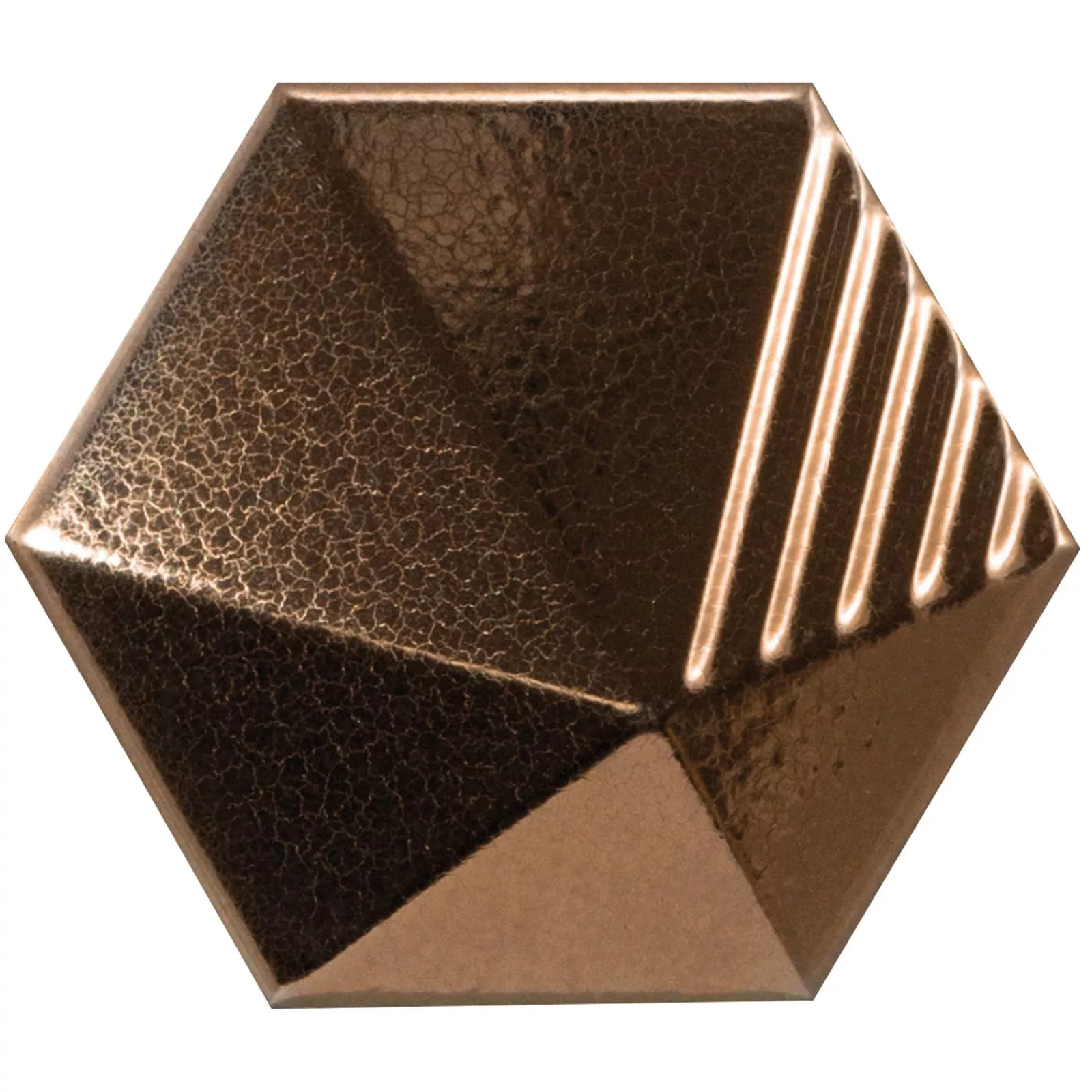 Wandtegels Rockford 3D Hexagon 12,4x10,7cm Koperen