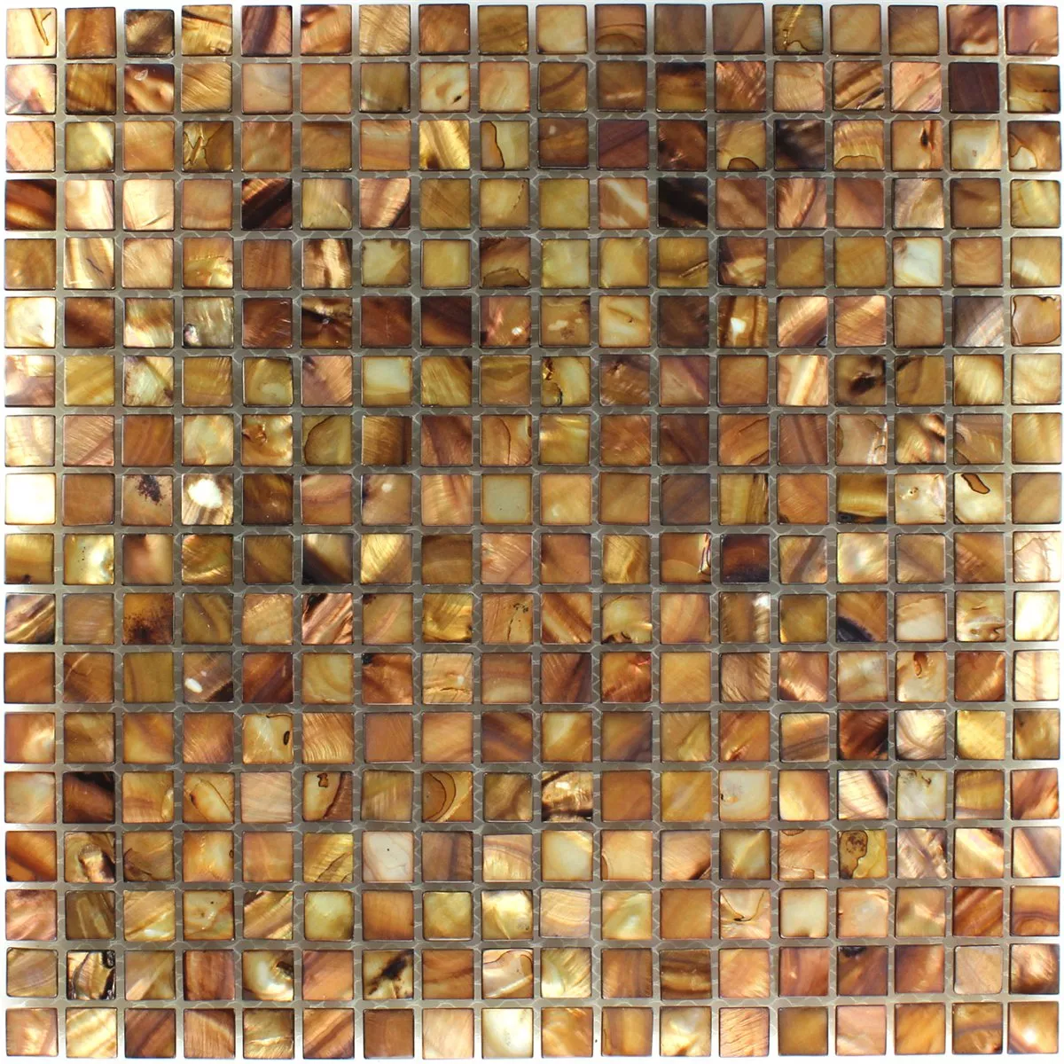 Mozaïektegel Glas Paarlemoer Effect Bruin Guld 15x15x8mm
