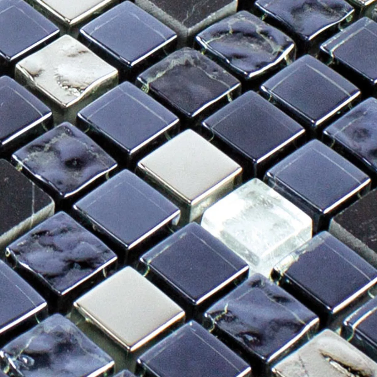 Sample Glas Natuursteen Mozaïektegel Cooktown Zwart Zilver